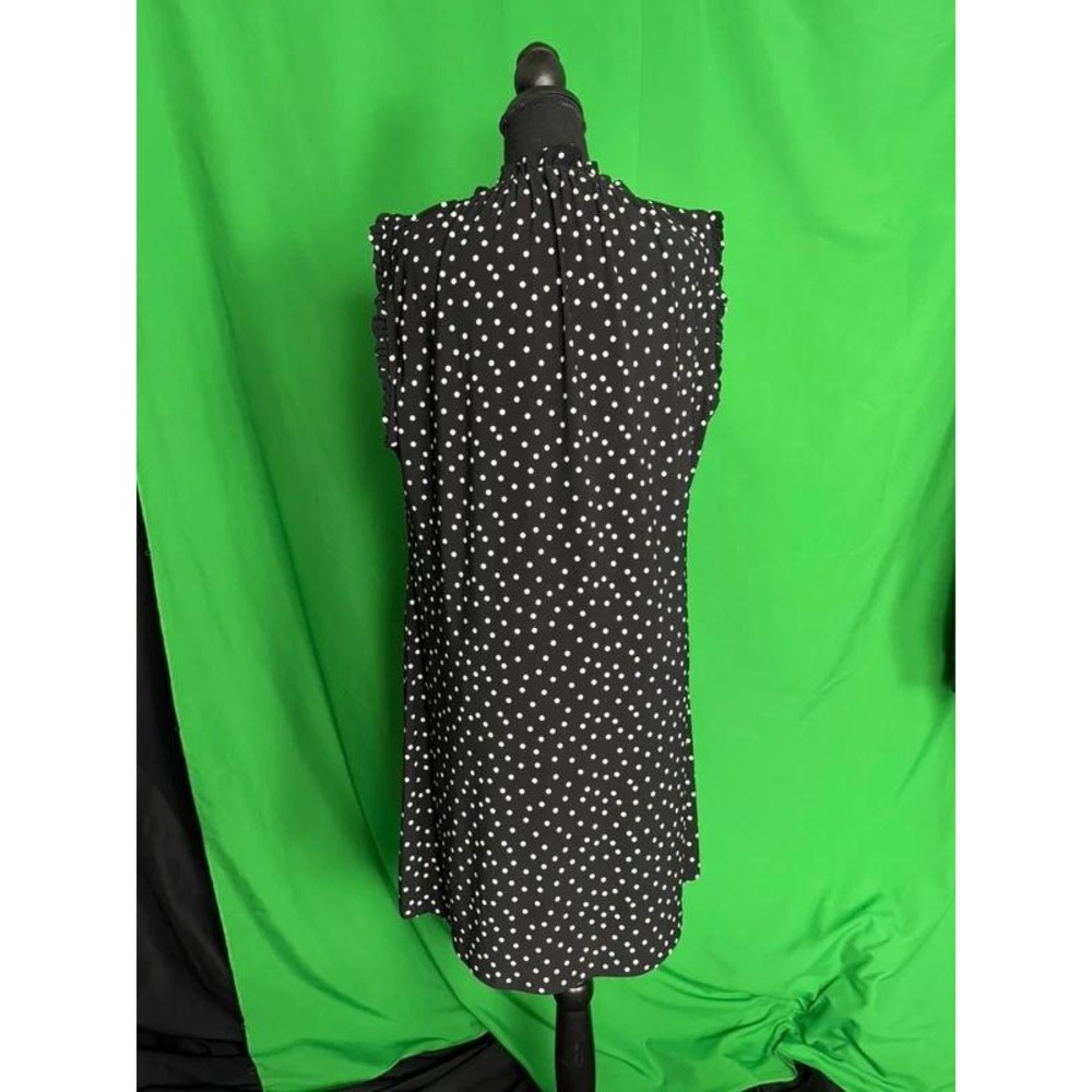 MY HILFIGER Womens 16 Black White Polka Dot Ruffle Sleeveless Shift Dress - Picture 2 of 10